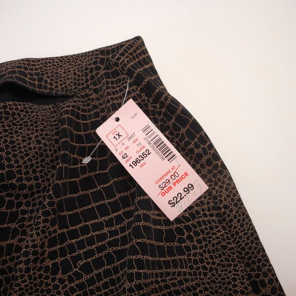 NWT DressBarn Women's plus size 1X Maxi Skirt Black with Brown Reptile Print - Picture 9 of 10